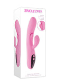 Push the Button Rechargeable Silicone Rabbit Vibrator with Clitoral Stimulator - Pink