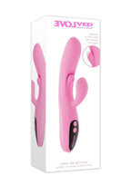 Push the Button Rechargeable Silicone Rabbit Vibrator with Clitoral Stimulator - Pink