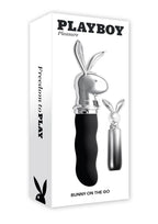 Playboy Bunny on the Go Rechargeable Silicone Rabbit Head Mini Vibrator - Black