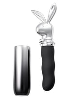Playboy Bunny on the Go Rechargeable Silicone Rabbit Head Mini Vibrator - Black