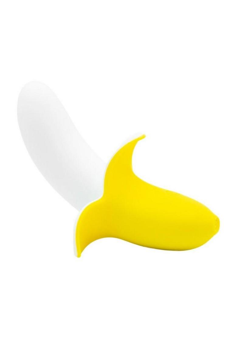BMS Factory Banana Bliss Mini Rechargeable Silicone Banana Vibrator with Clitoral Stimulator - Yellow