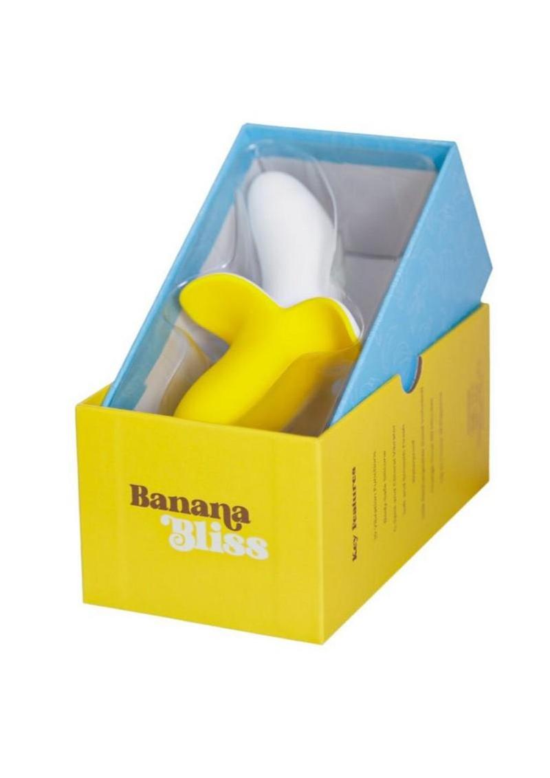 BMS Factory Banana Bliss Mini Rechargeable Silicone Banana Vibrator with Clitoral Stimulator - Yellow