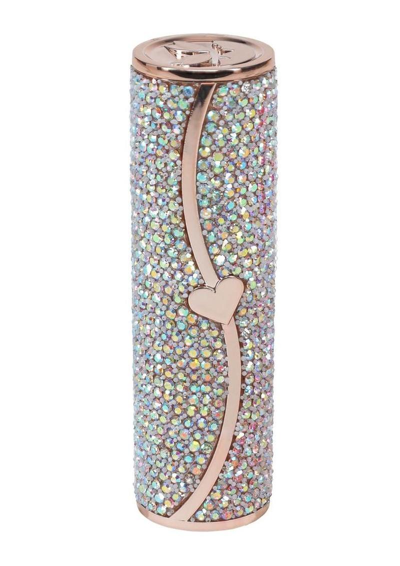 Loveline Sparkle Lipstick Rechargeable Silicone Vibrator with Interchangeable Heads - Rainbow