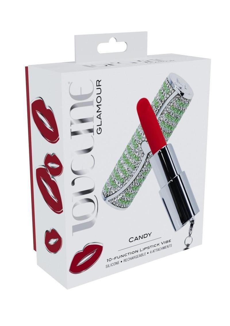 Loveline Candy Lipstick Rechargeable Silicone Vibrator with Interchangeable Heads - Green
