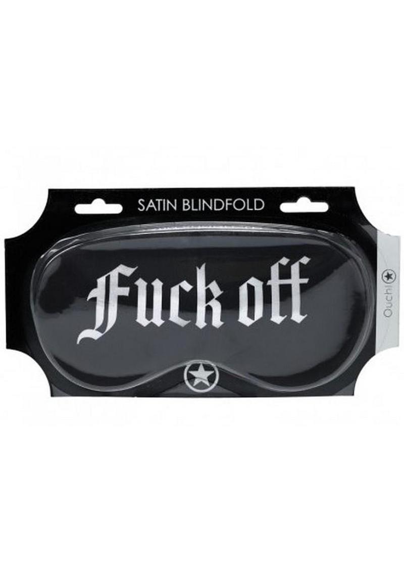 Ouch! Fuck Off Printed Satin Mask - Black