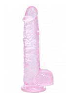 RealRock Crystal Clear Realistic Dildo with Balls 5in - Pink