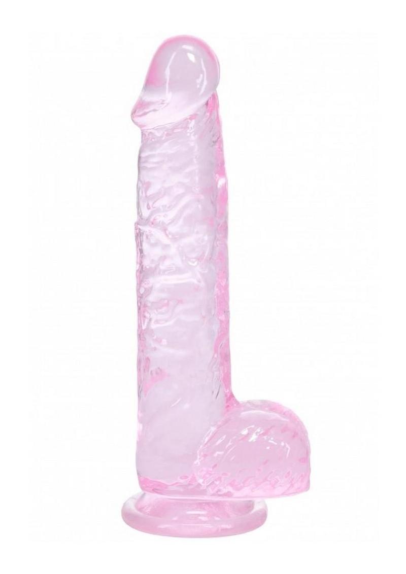 RealRock Crystal Clear Realistic Dildo with Balls 5in - Pink