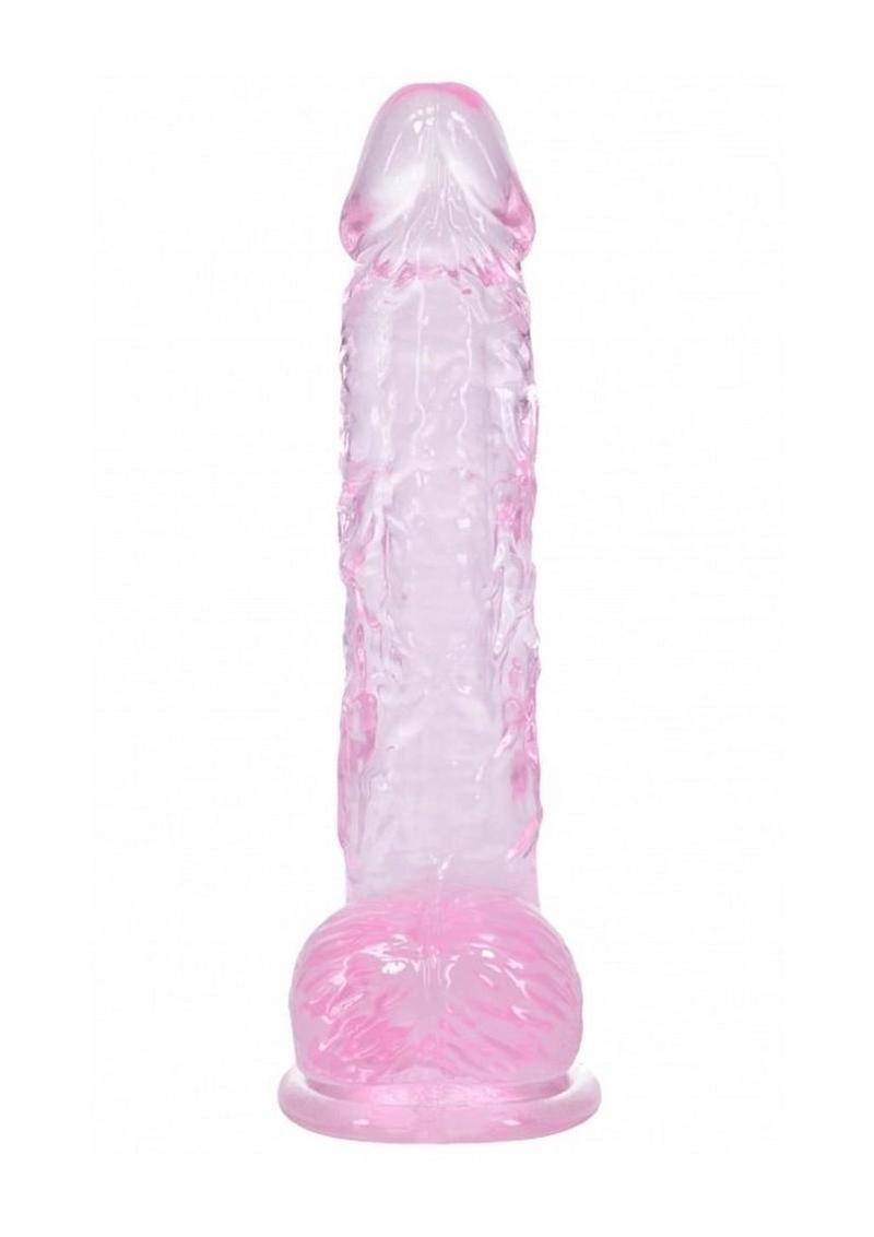 RealRock Crystal Clear Realistic Dildo with Balls 5in - Pink