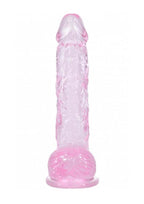 RealRock Crystal Clear Realistic Dildo with Balls 5in - Pink