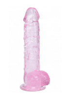 RealRock Crystal Clear Realistic Dildo with Balls 5in - Pink