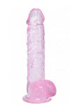 RealRock Crystal Clear Realistic Dildo with Balls 5in - Pink