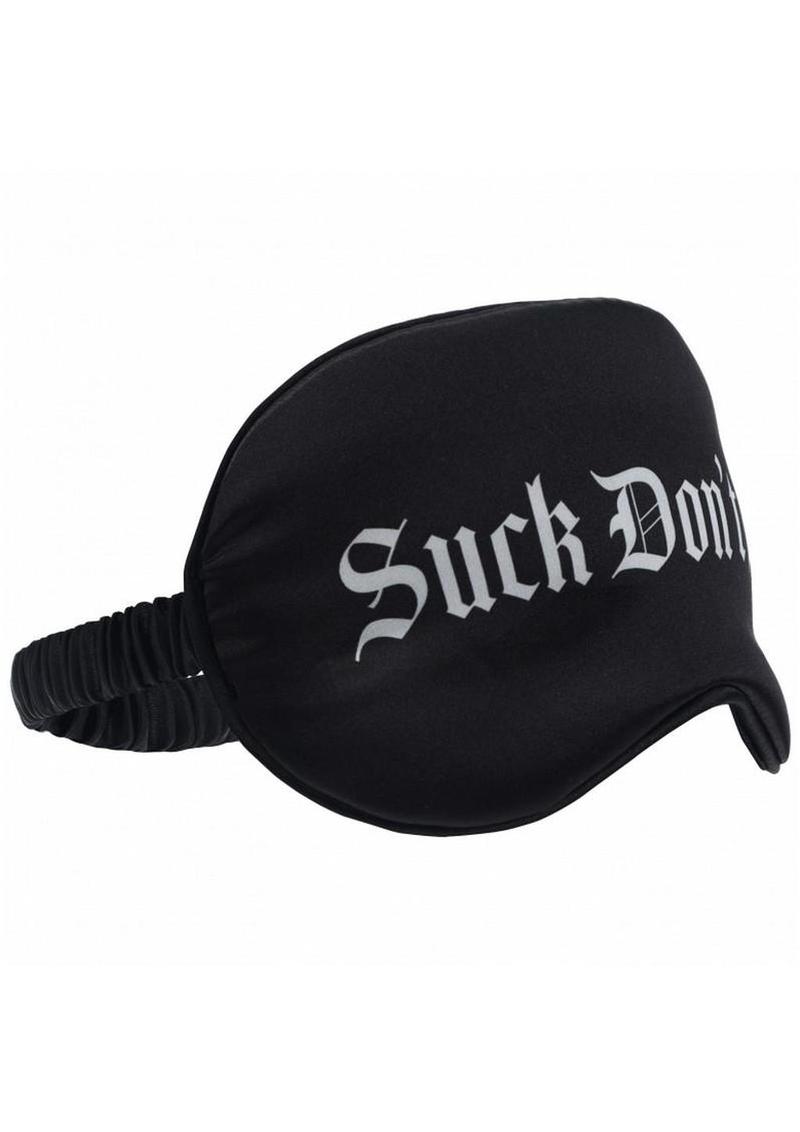 Ouch! Suck Don't Bite Printed Satin Mask - Black