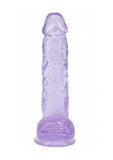 RealRock Crystal Clear Realistic Dildo with Balls 5in - Purple