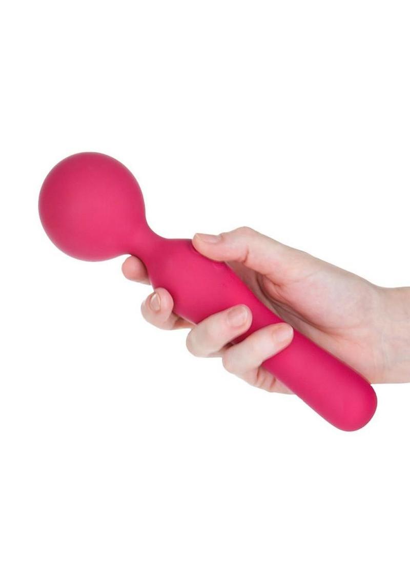 The Swan Sceptre Rechargeable Silicone Dual End Wand Massager - Berry