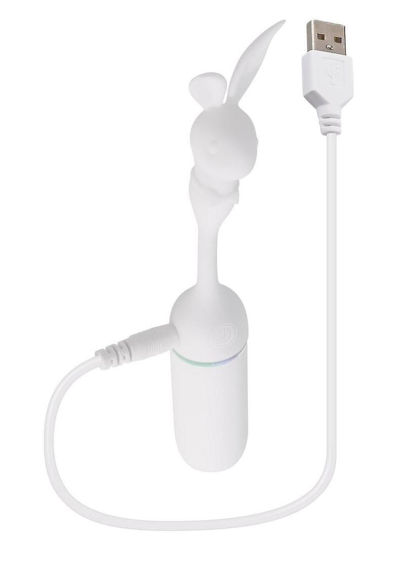 Playboy Lucky Charm Rechargeable Light Up Mini Vibrator - White