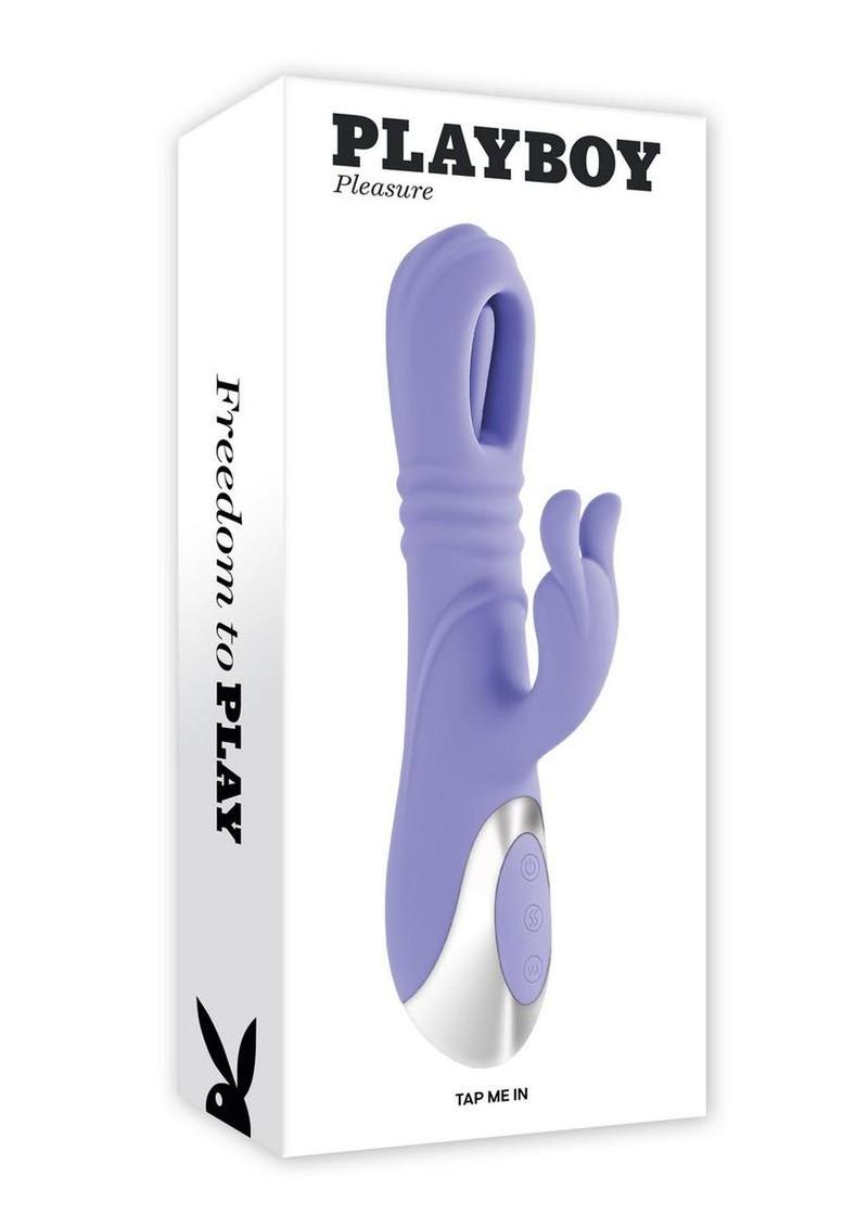 Playboy Tap Me In Rechargeable Silicone Dual Vibrating Rabbit - Purple