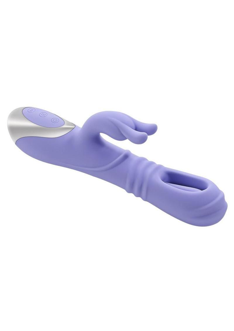 Playboy Tap Me In Rechargeable Silicone Dual Vibrating Rabbit - Purple