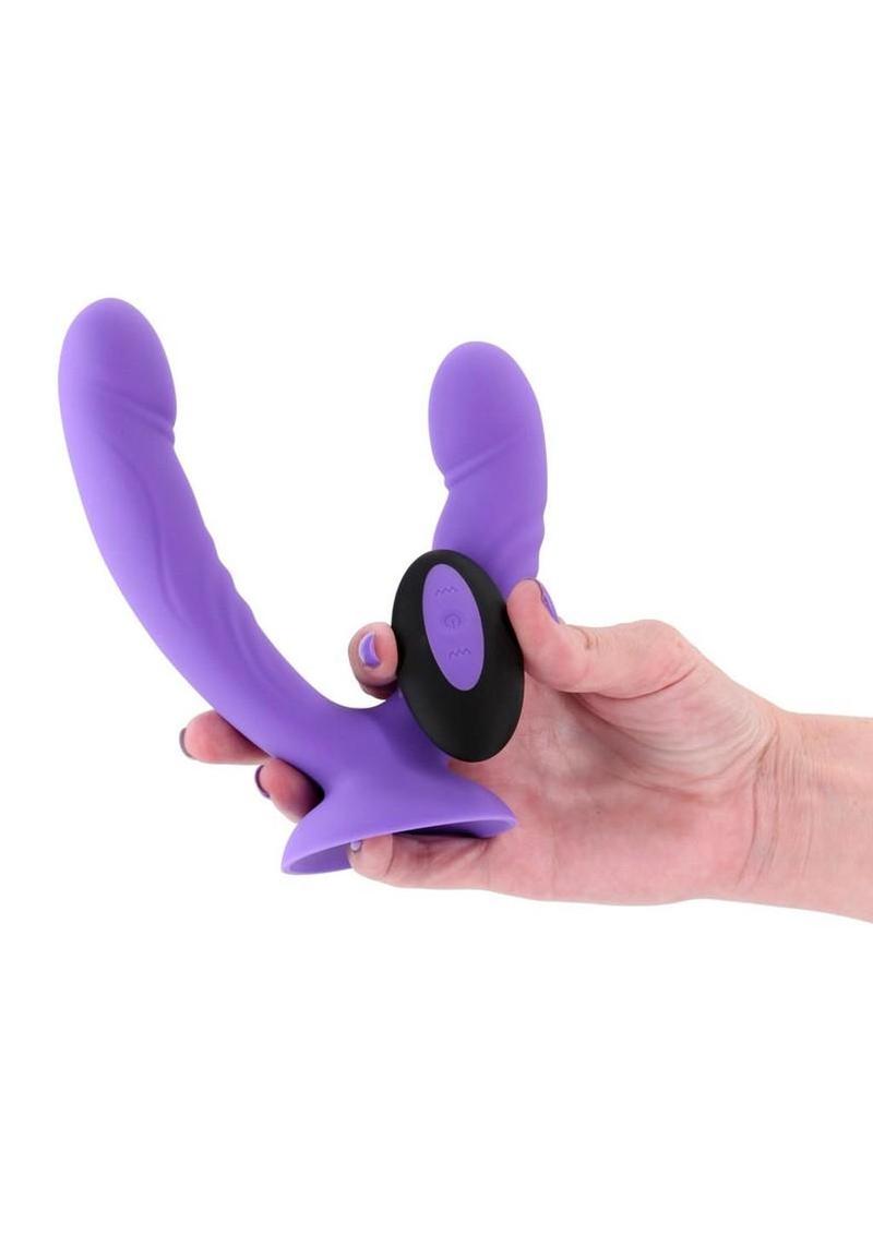INYA Duet Rechargeable Silicone Vibrating Double Dildo with Remote Control - Purple