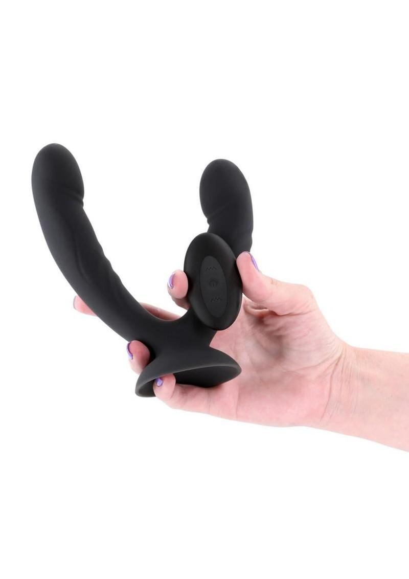 INYA Duet Rechargeable Silicone Vibrating Double Dildo with Remote Control - Black