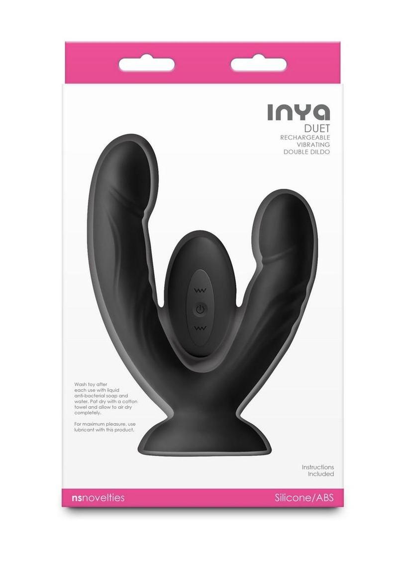 INYA Duet Rechargeable Silicone Vibrating Double Dildo with Remote Control - Black