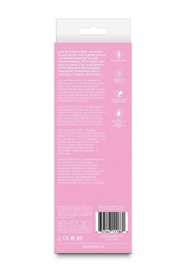 Pretty in Pink Lace Rechargeable Silicone G-Spot Vibrator - Pink