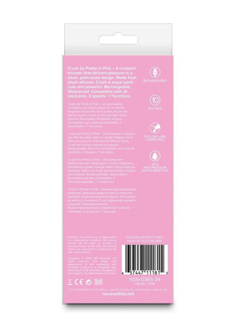 Pretty in Pink Crush Rechargeable Silicone Compact Thrusting Vibrator - Pink