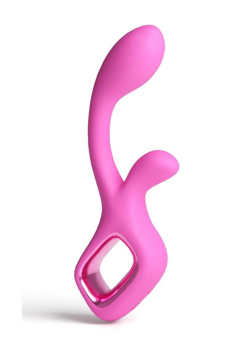 Pretty in Pink Velvet Rechargeable Silicone G-Spot Rabbit Vibrator - Pink