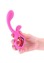 Pretty in Pink Velvet Rechargeable Silicone G-Spot Rabbit Vibrator - Pink