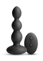 Renegade Valor Rechargeable Silicone Vibrating Anal Beaded Plug with Remote Control - Black