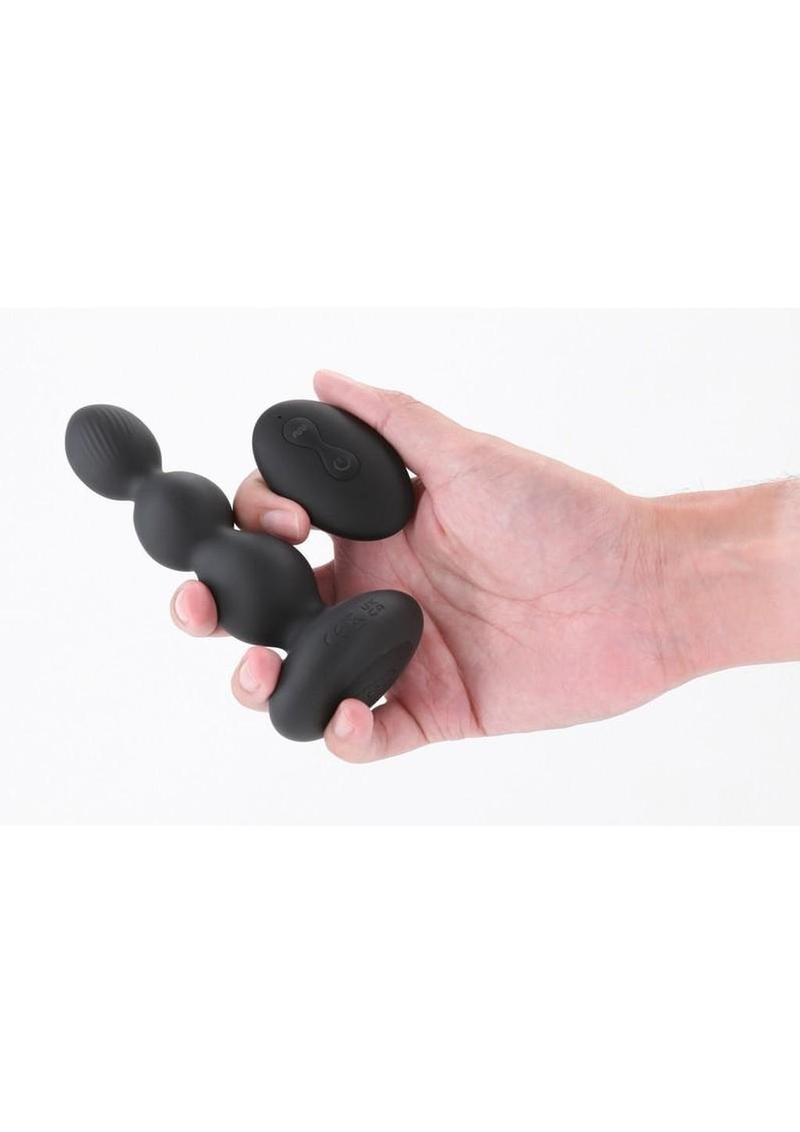 Renegade Valor Rechargeable Silicone Vibrating Anal Beaded Plug with Remote Control - Black