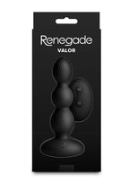 Renegade Valor Rechargeable Silicone Vibrating Anal Beaded Plug with Remote Control - Black