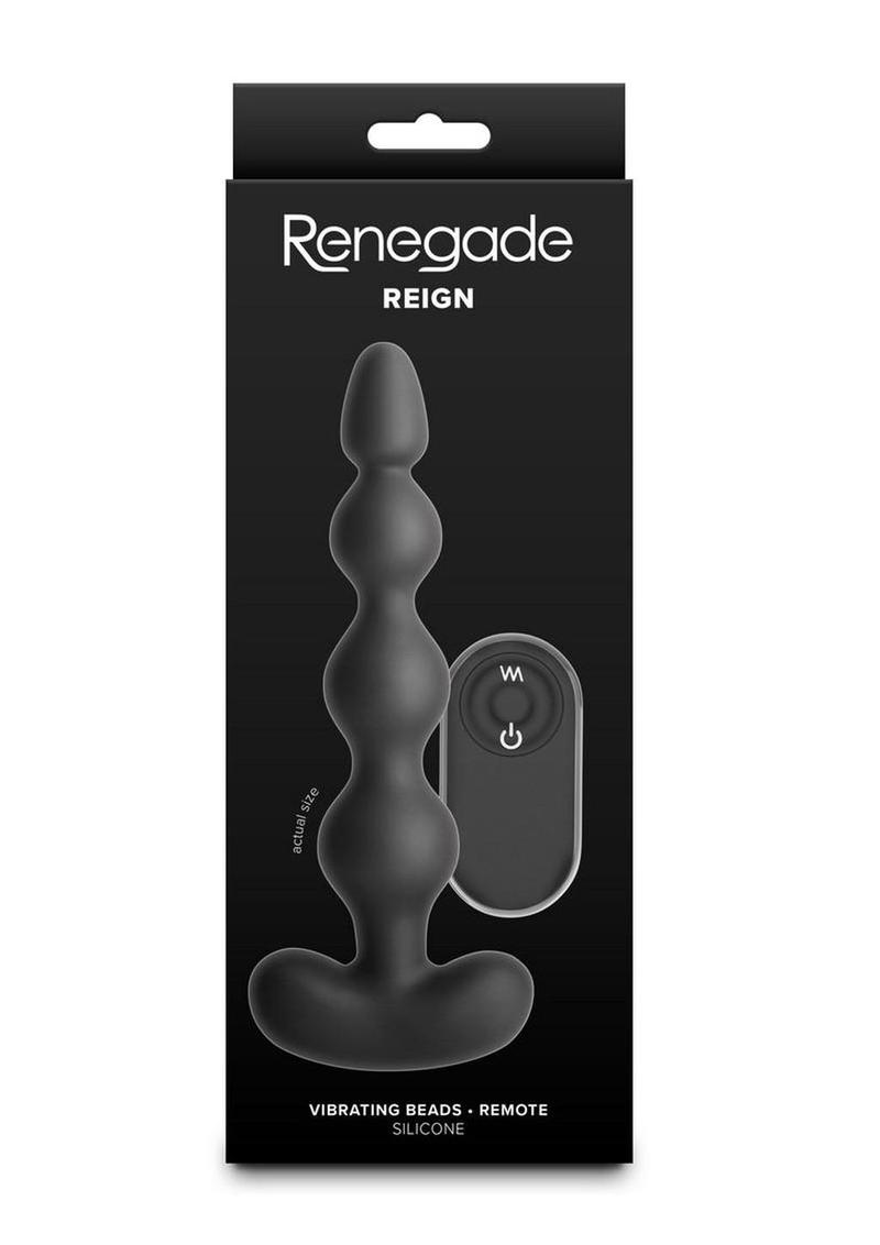 Renegade Reign Rechargeable Silicone Vibrating Anal Beads with Remote Control - Black