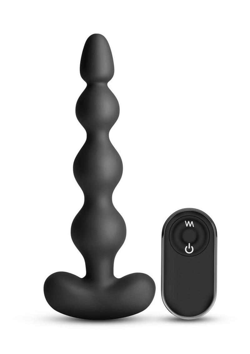Renegade Reign Rechargeable Silicone Vibrating Anal Beads with Remote Control - Black