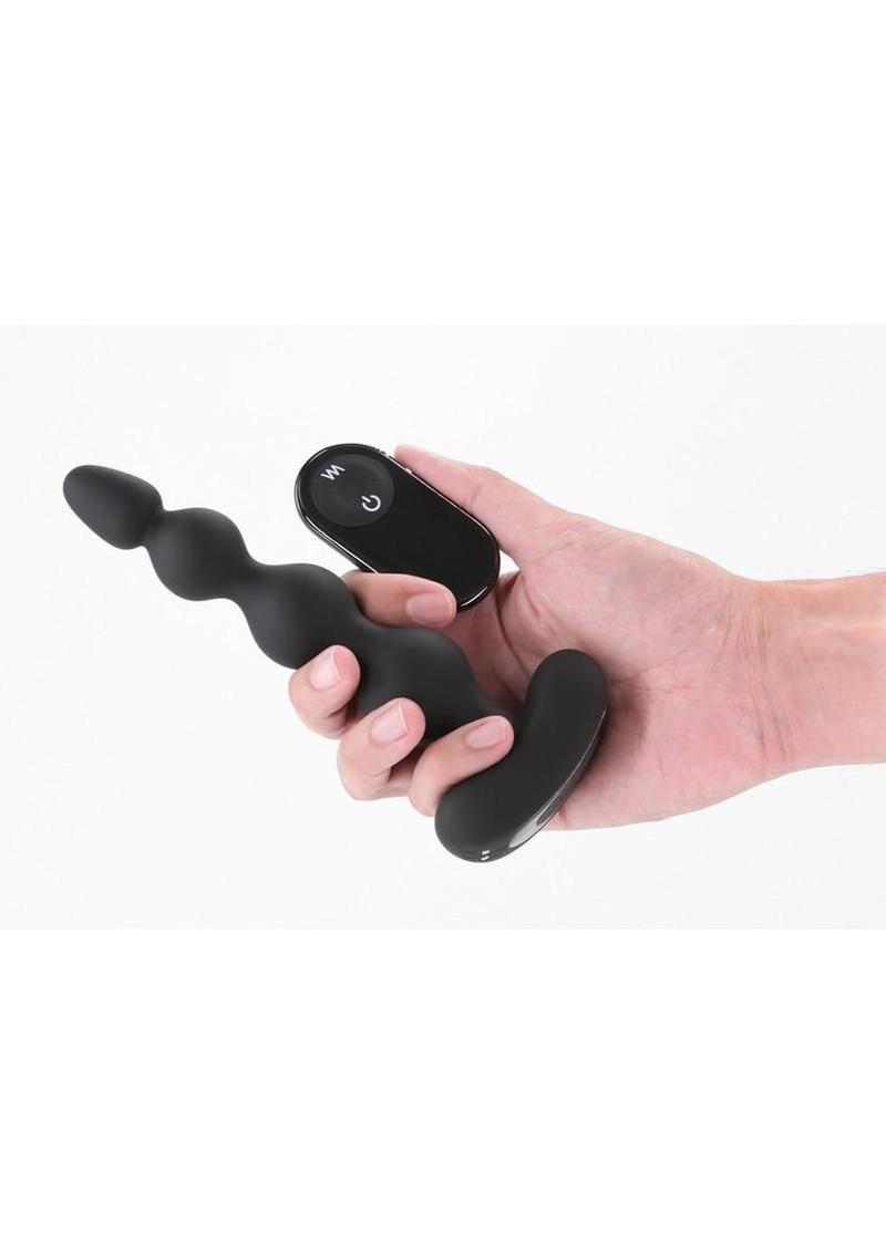 Renegade Reign Rechargeable Silicone Vibrating Anal Beads with Remote Control - Black