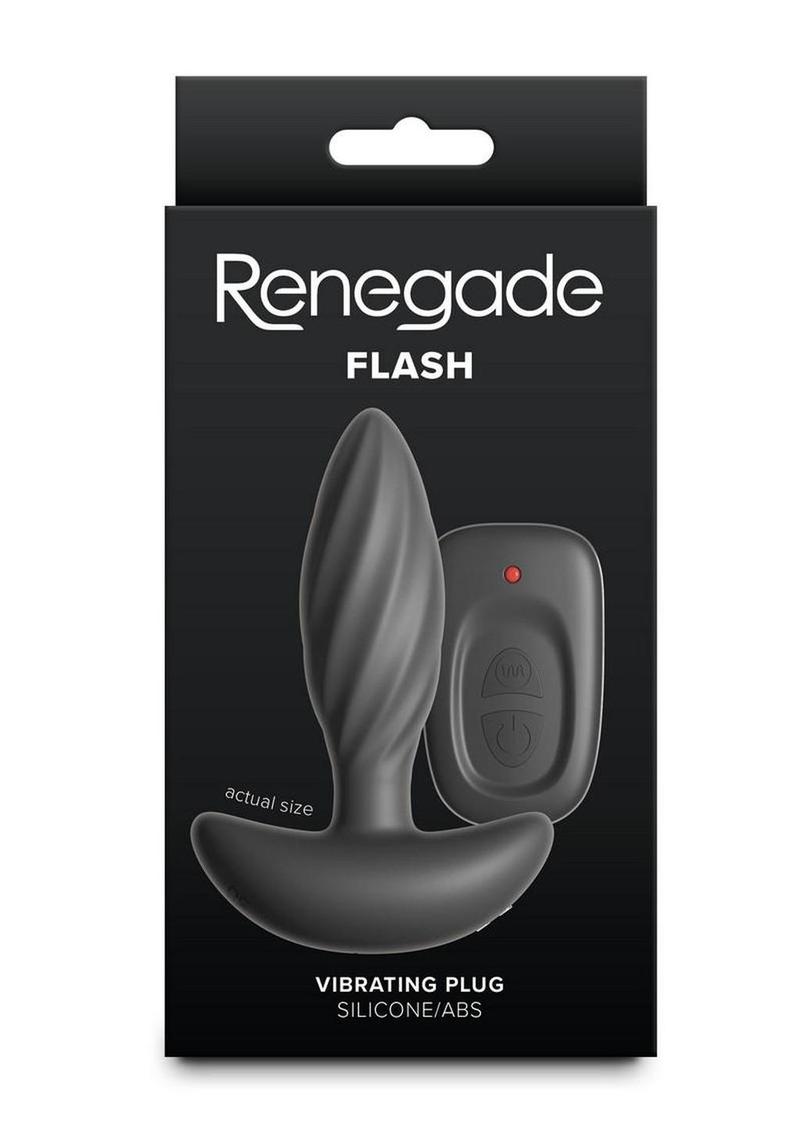 Renegade Flash Rechargeable Silicone Vibrating Anal Plug with Remote Control - Black