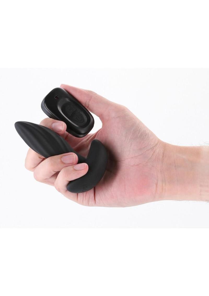 Renegade Flash Rechargeable Silicone Vibrating Anal Plug with Remote Control - Black