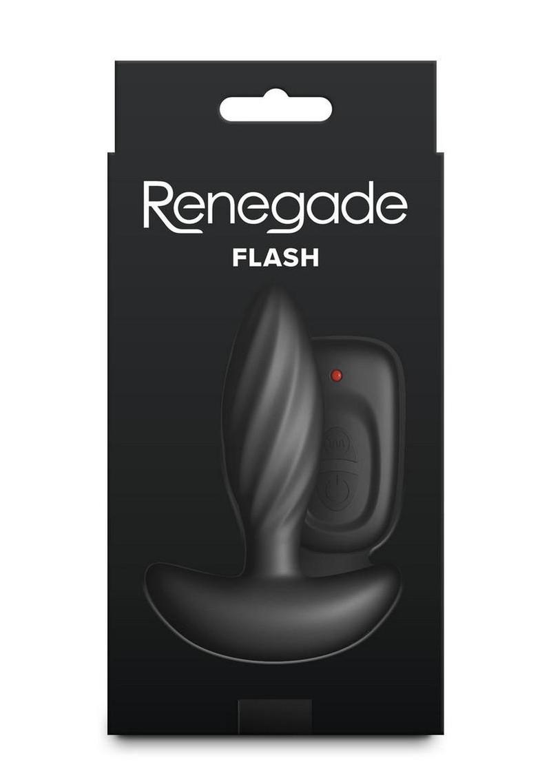 Renegade Flash Rechargeable Silicone Vibrating Anal Plug with Remote Control - Black