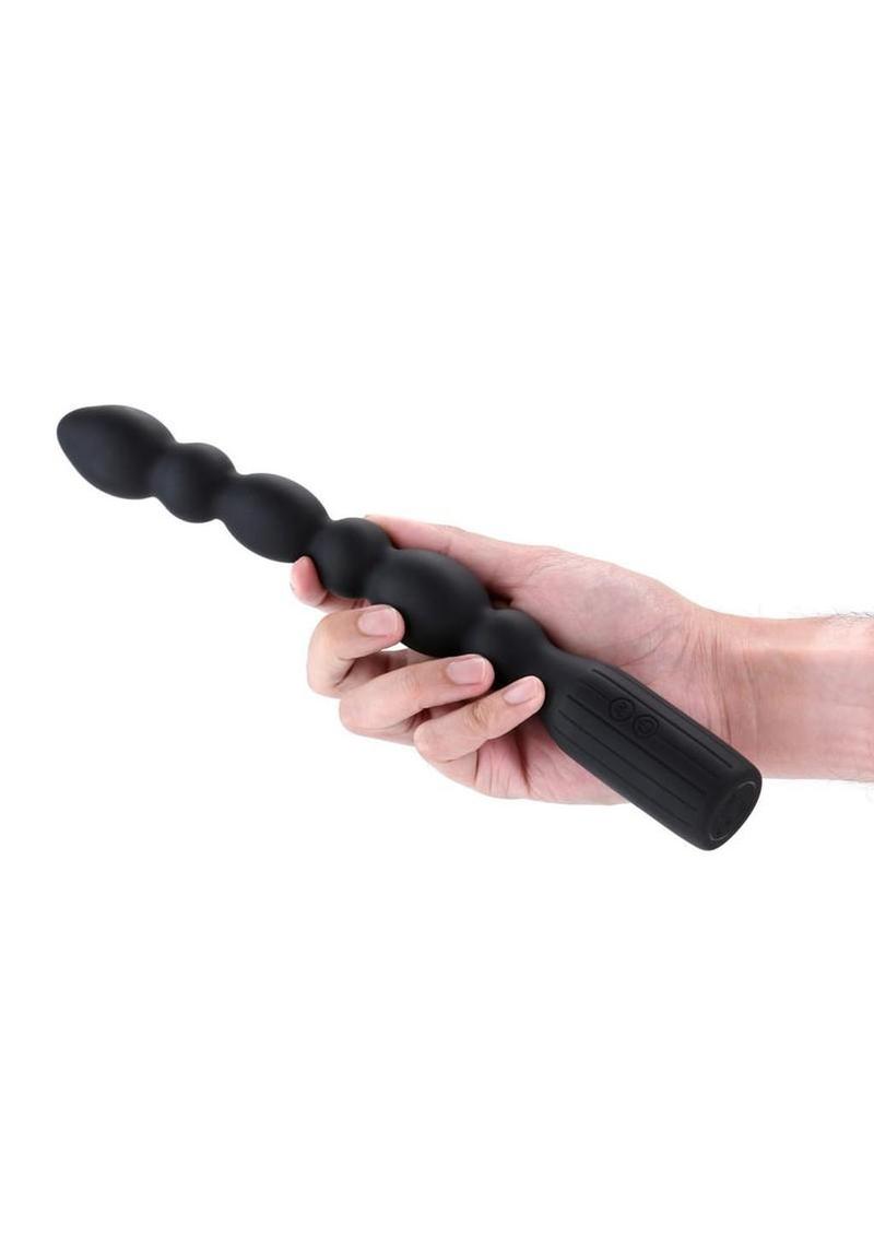 Renegade Prime Rechargeable Silicone Vibrating Beads 8.5in - Black