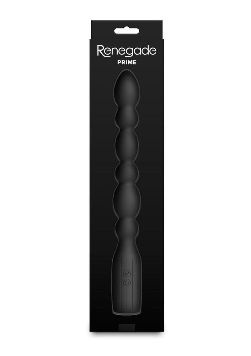 Renegade Prime Rechargeable Silicone Vibrating Beads 8.5in - Black