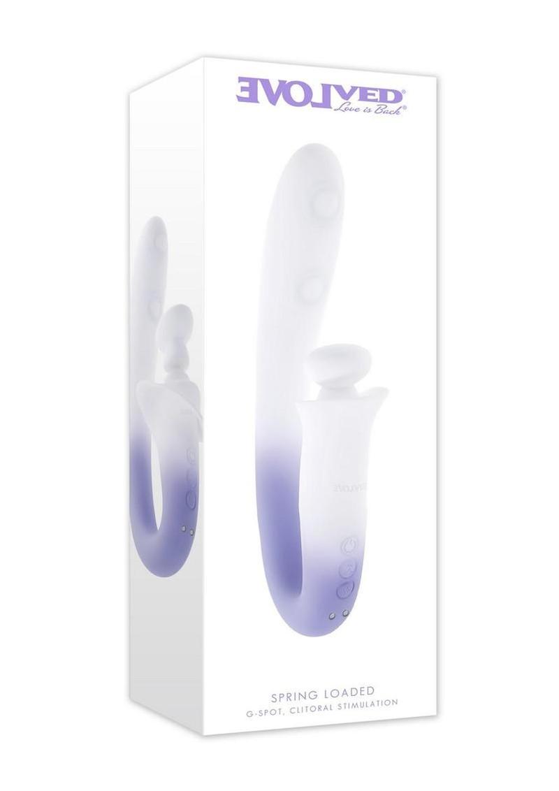 Spring Loaded Rechargeable Silicone Dual Vibrator - Purple