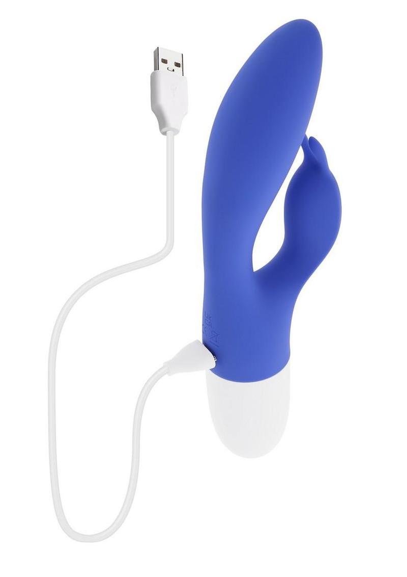Funny Bunny Rechargeable Silicone Rabbit Vibrator - Blue
