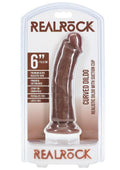 RealRock Realistic Skin Curved Dildo 6in - Chocolate