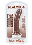 RealRock Realistic Skin Curved Dildo 6in - Chocolate