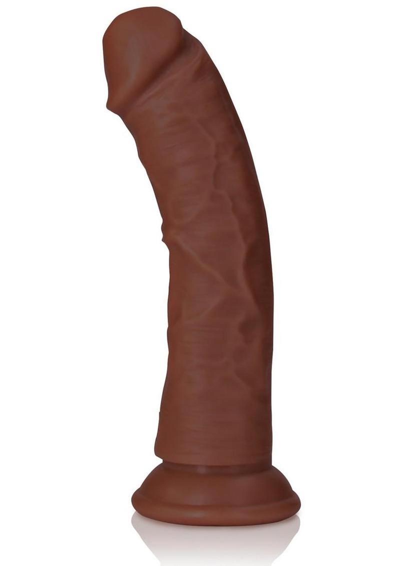 RealRock Realistic Skin Curved Dildo 6in - Chocolate