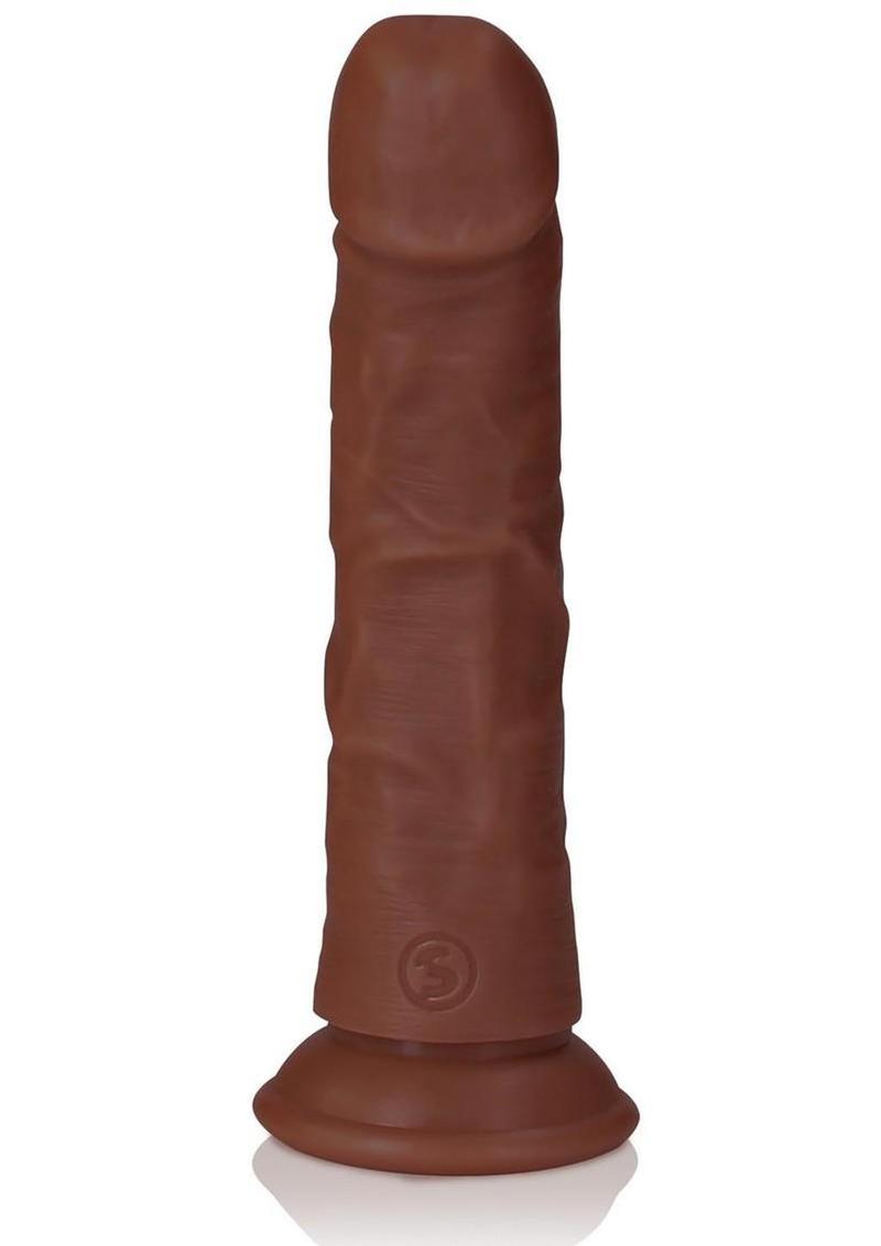 RealRock Realistic Skin Curved Dildo 6in - Chocolate