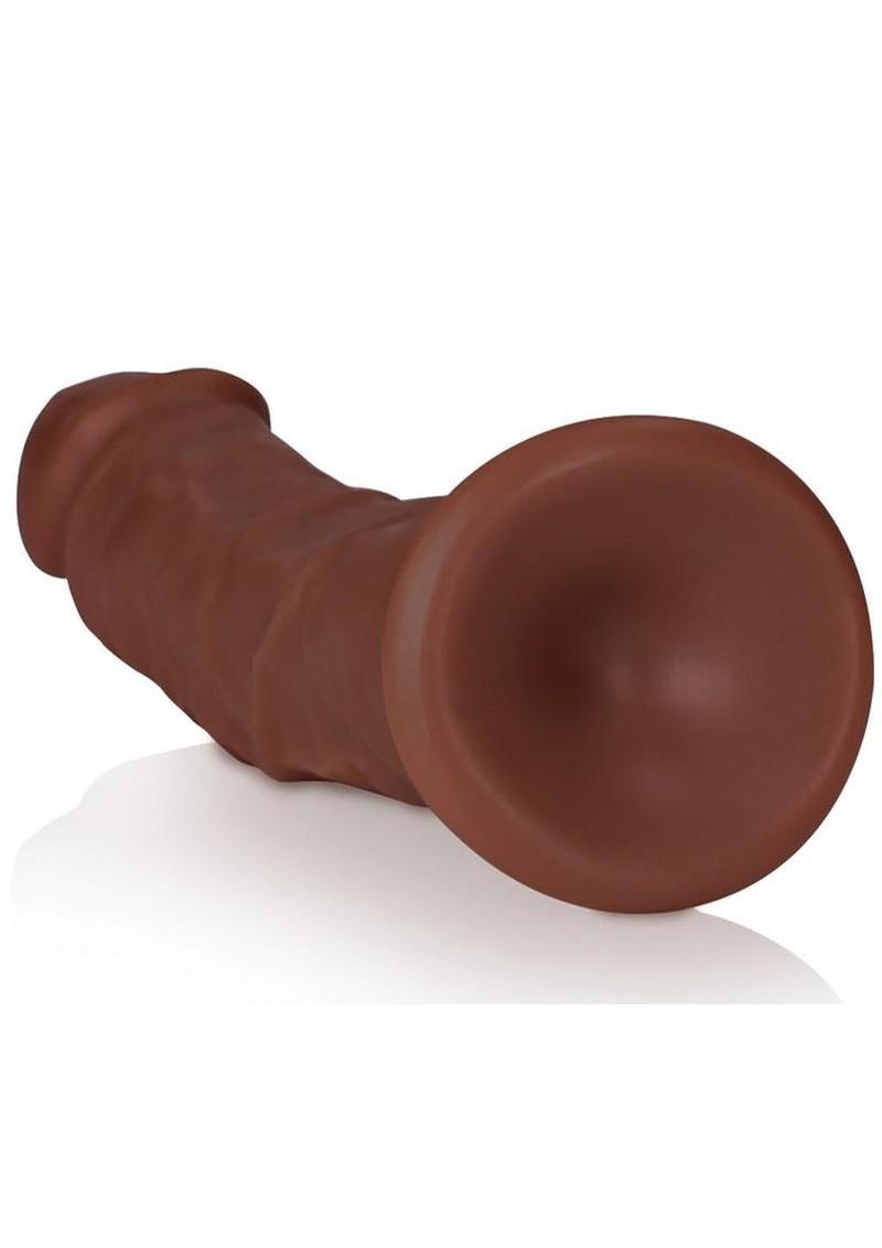 RealRock Realistic Skin Curved Dildo 6in - Chocolate