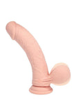 RealRock Rechargeable Silicone Dual Layered Vibrating Curved Dildo with Weighted Balls 6in - Vanilla