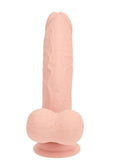 RealRock Rechargeable Silicone Dual Layered Vibrating Curved Dildo with Weighted Balls 6in - Vanilla