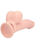 RealRock Rechargeable Silicone Dual Layered Vibrating Curved Dildo with Weighted Balls 6in - Vanilla