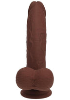 RealRock Rechargeable Silicone Dual Layered Vibrating Curved Dildo with Weighted Balls 8in - Chocolate